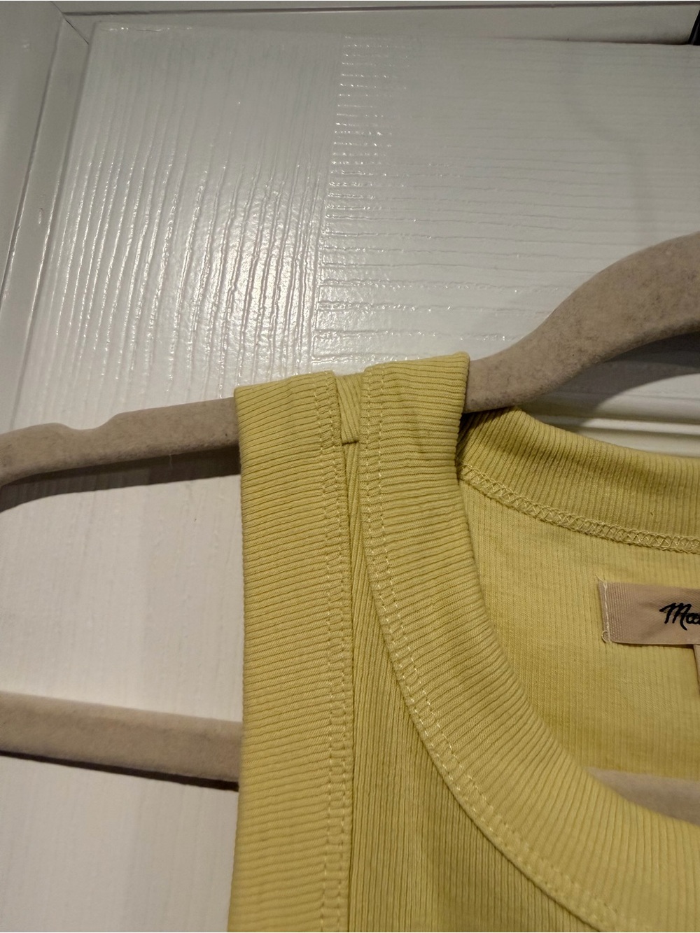 NWOT Madewell Size S Pale Yellow Ribbed Supima Cotton Racerback Tank Top - Picture 3 of 9
